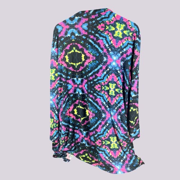 5 More Minutes Multicolor Tie-Dye Open Front Cardigan - Picture 2 of 6